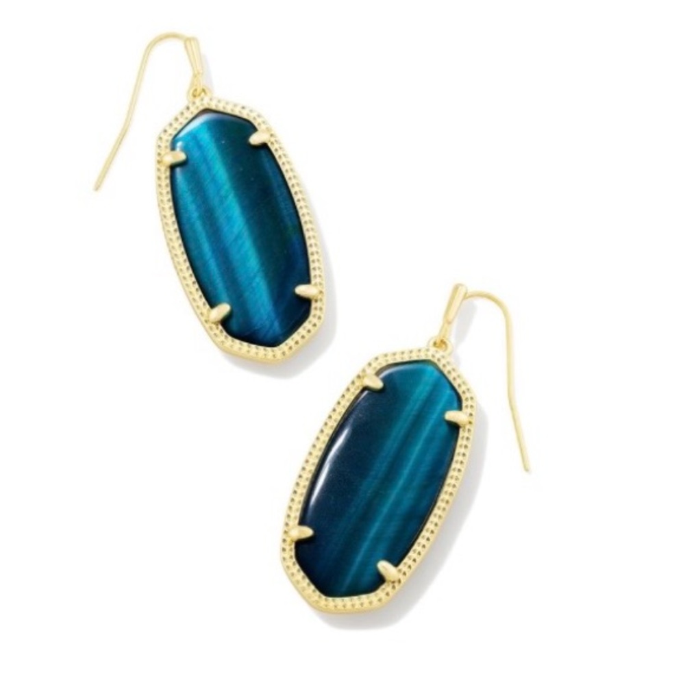 Kendra Scott Elle Drop Earrings In Teal Tiger's Eye
